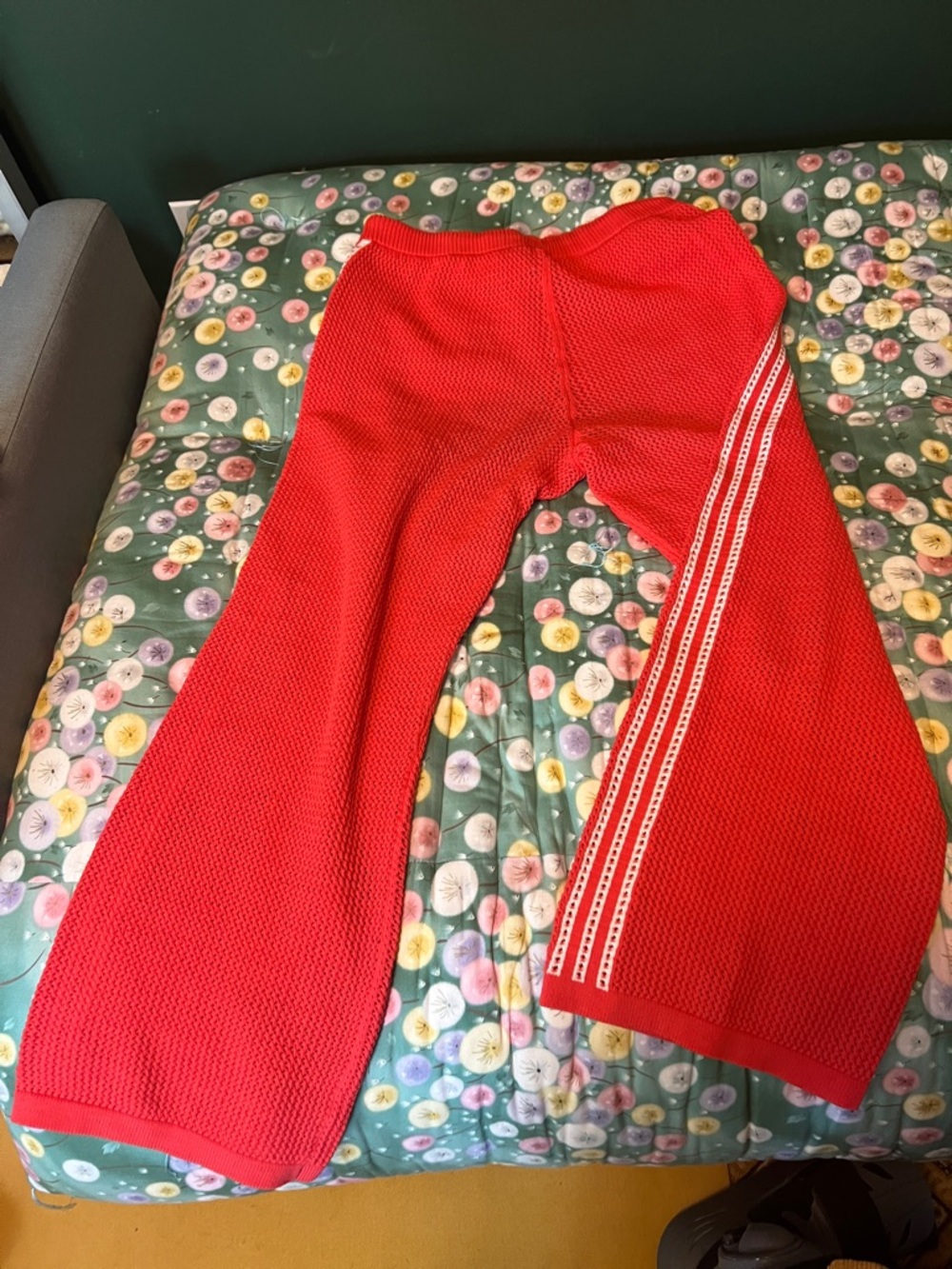 Adidas Originals Red Track Pants with White Three-Stripes